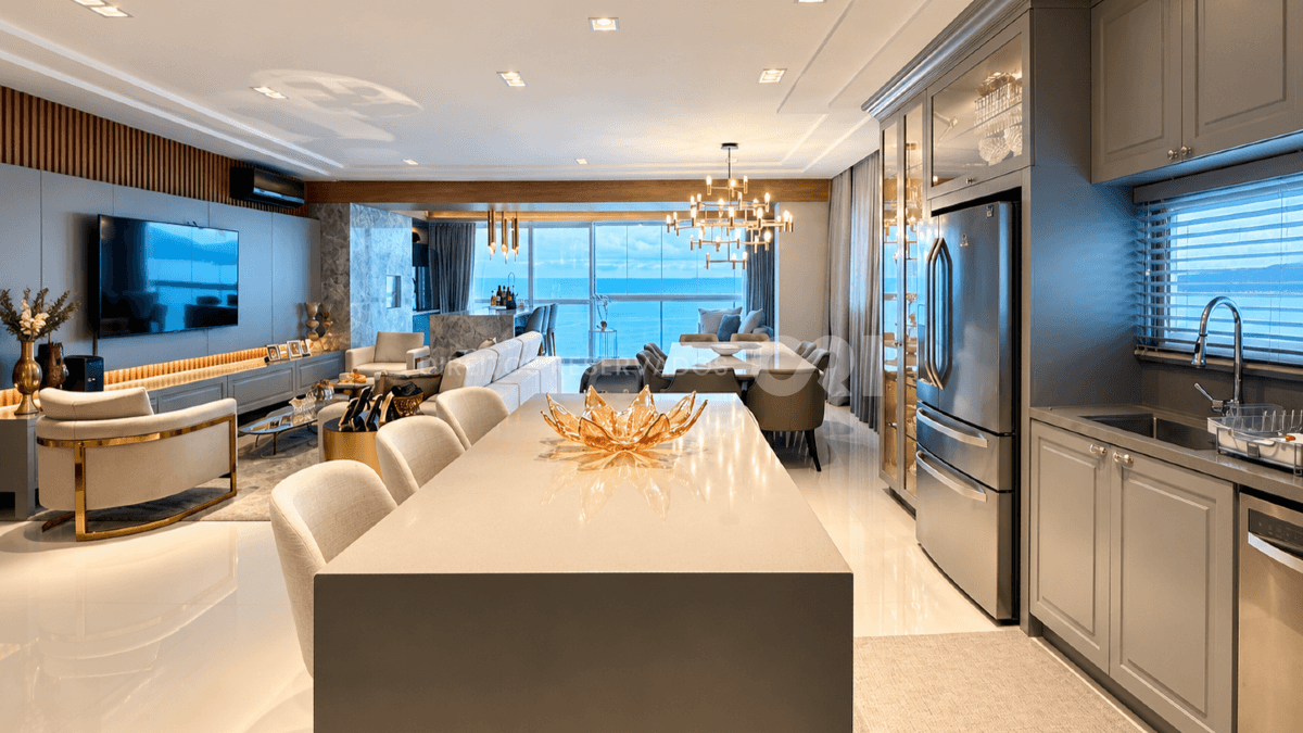 Apartamento Frente Mar Mobiliado com 4 Suítes no Sognare Residenziale, Meia Praia, Itapema