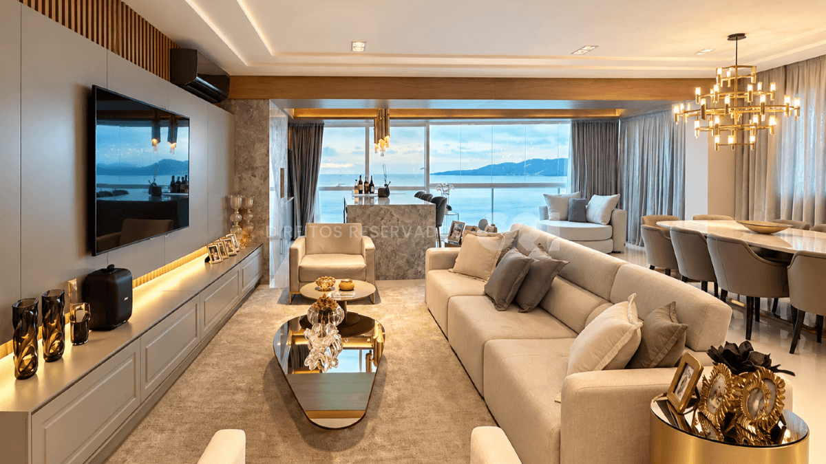 Apartamento Frente Mar Mobiliado com 4 Suítes no Sognare Residenziale, Meia Praia, Itapema