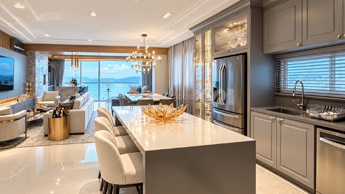 Apartamento Frente Mar Mobiliado com 4 Suítes no Sognare Residenziale, Meia Praia, Itapema