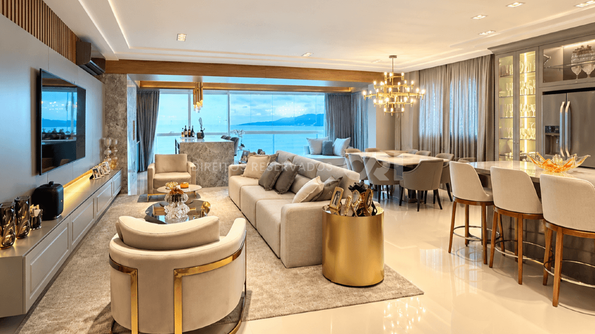 Apartamento Frente Mar Mobiliado com 4 Suítes no Sognare Residenziale, Meia Praia, Itapema