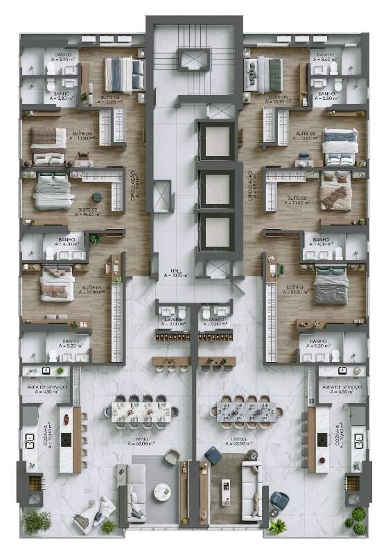 Foto do imóvel Apartamento de 4 suítes no Villa Maiorca – 190m² em Meia Praia, Itapema