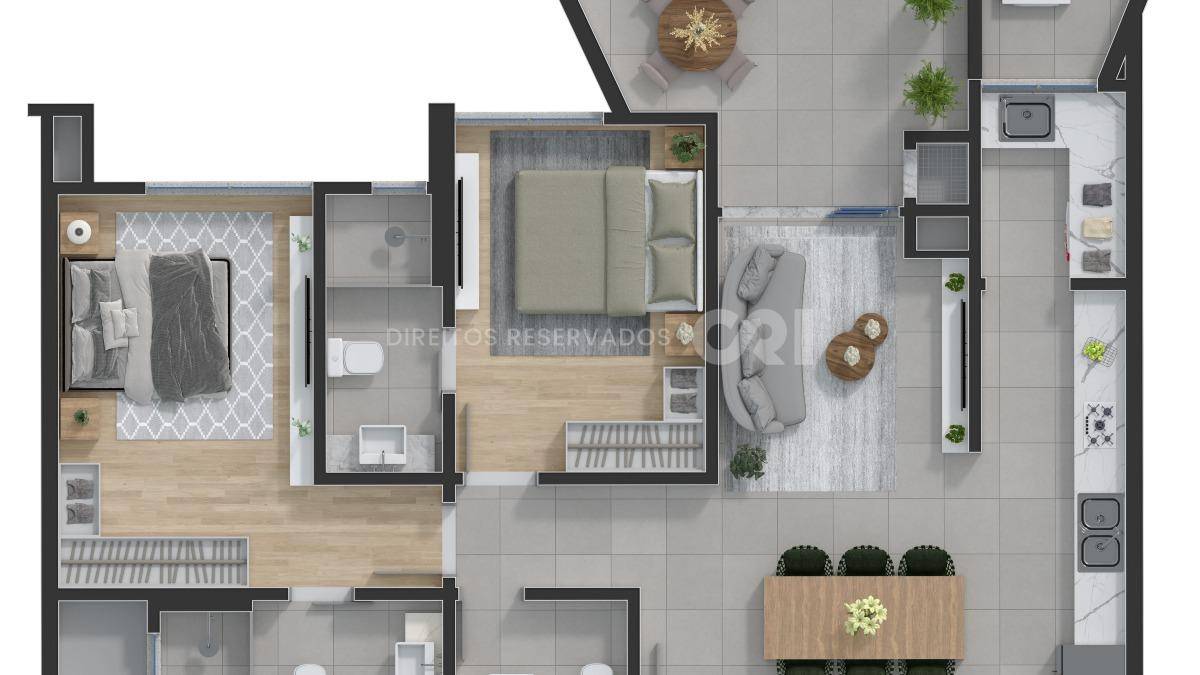 Apartamento de 85,5m² com 3 suítes no Edifício Quest Residence em Balneário Perequê, Porto Belo