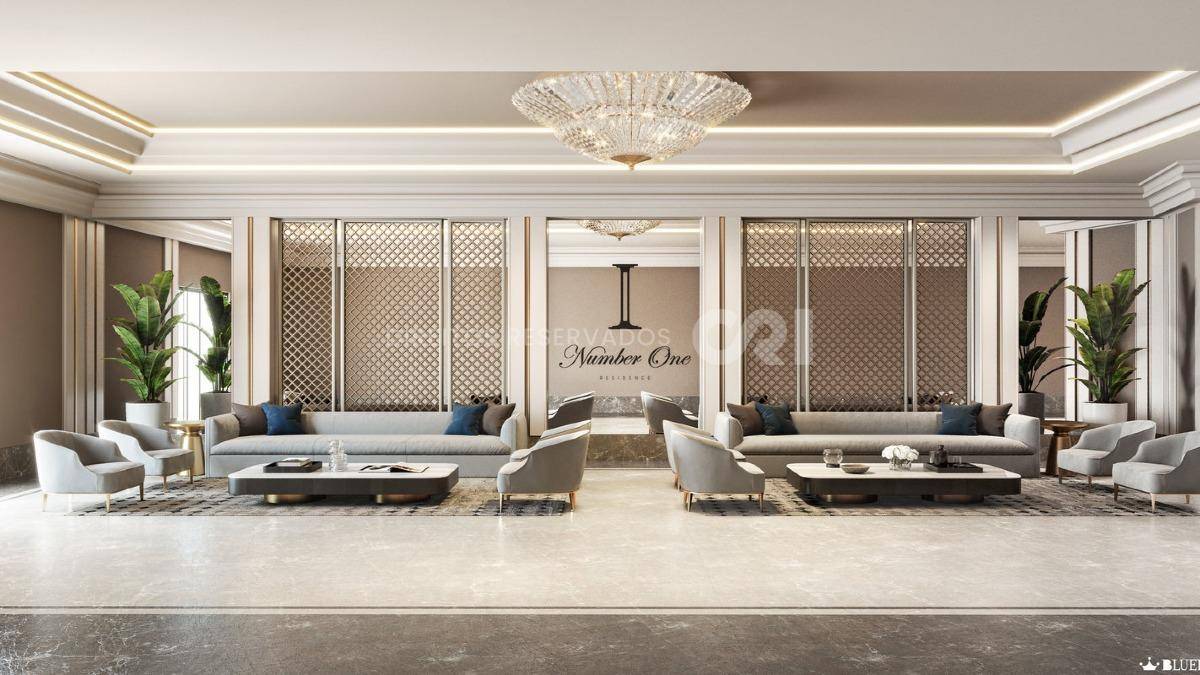 Apartamento com 4 suítes no Number One Tower Frente Mar no Centro em Itapema