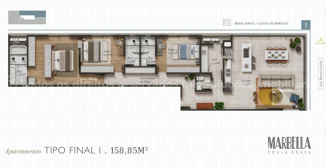 Foto do imóvel Apartamento no Marbella Praia Brava Itajaí com 3 suítes e 163m²