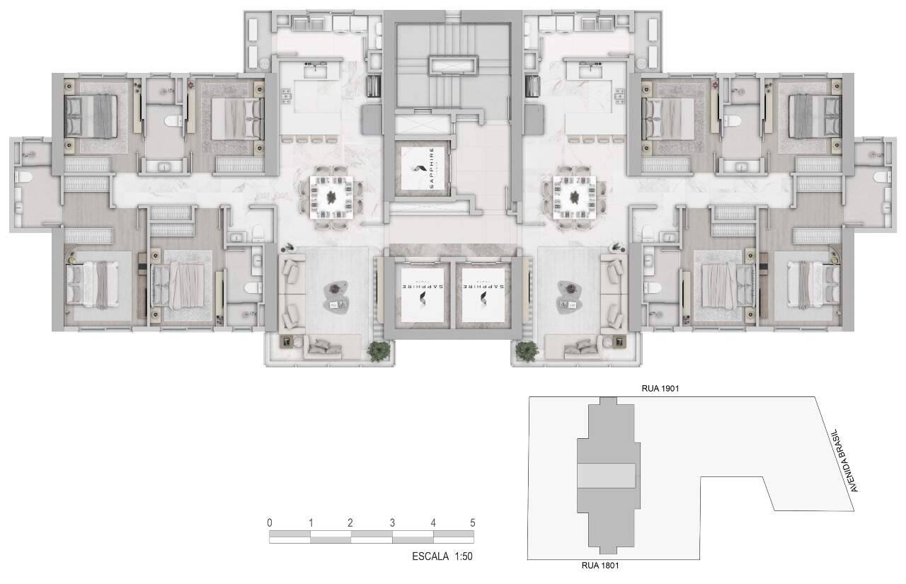 Foto do imóvel Apartamento na Planta com 04 dormitório á venda no Edifício Sapphire Tower em Balneário Camboriú