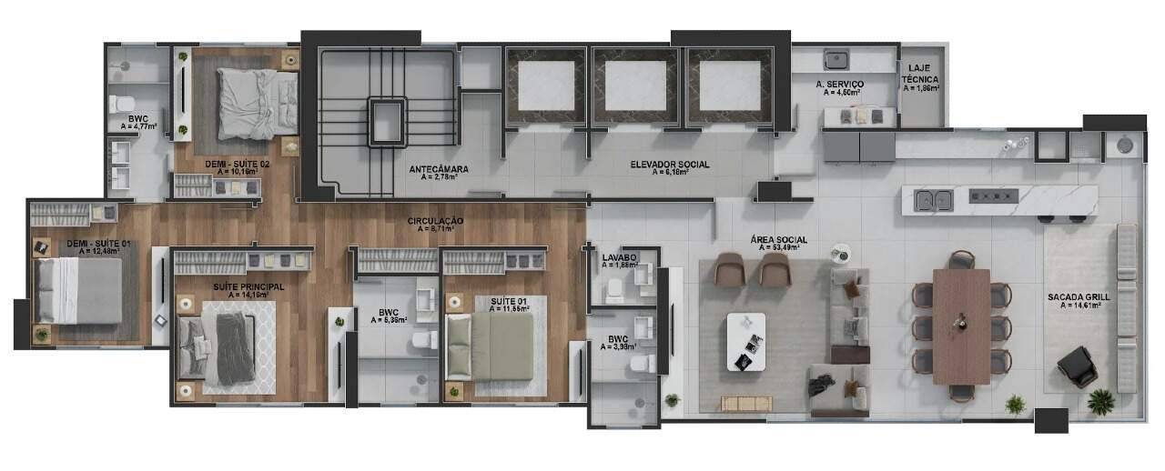 Foto do imóvel Apartamento na Planta com 04 dormitórios á venda no San Paolo Residenziale em Balneário Camboriú